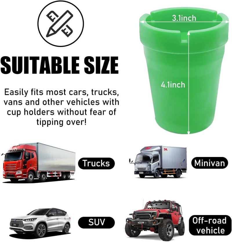 Yourkar Car Ashtray, Smokeless Smellproof Self-Extinguishing Auto Ashtray, Portable Mini Vehicle Cigarette Trash Can for Home Office, Universal Car Ashtray Fits Most Cup Holder (Green) - Image 2